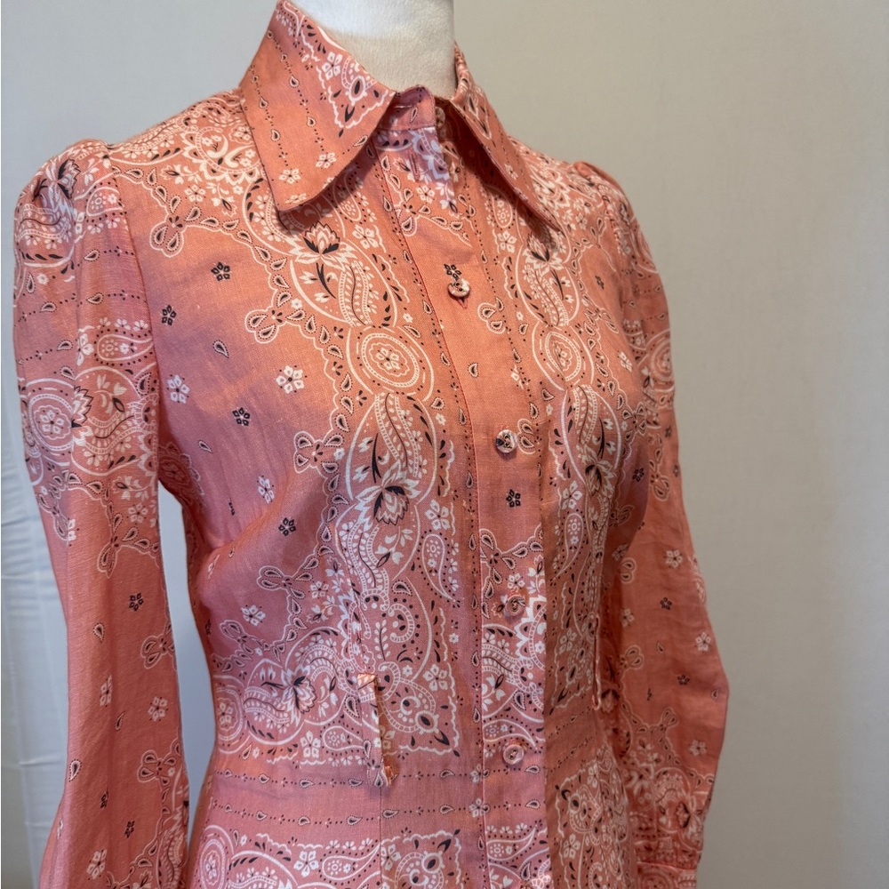 ZIMMERMANN Heathers Bandana Linen Paisley Shirt Dress - Picture 5 of 15